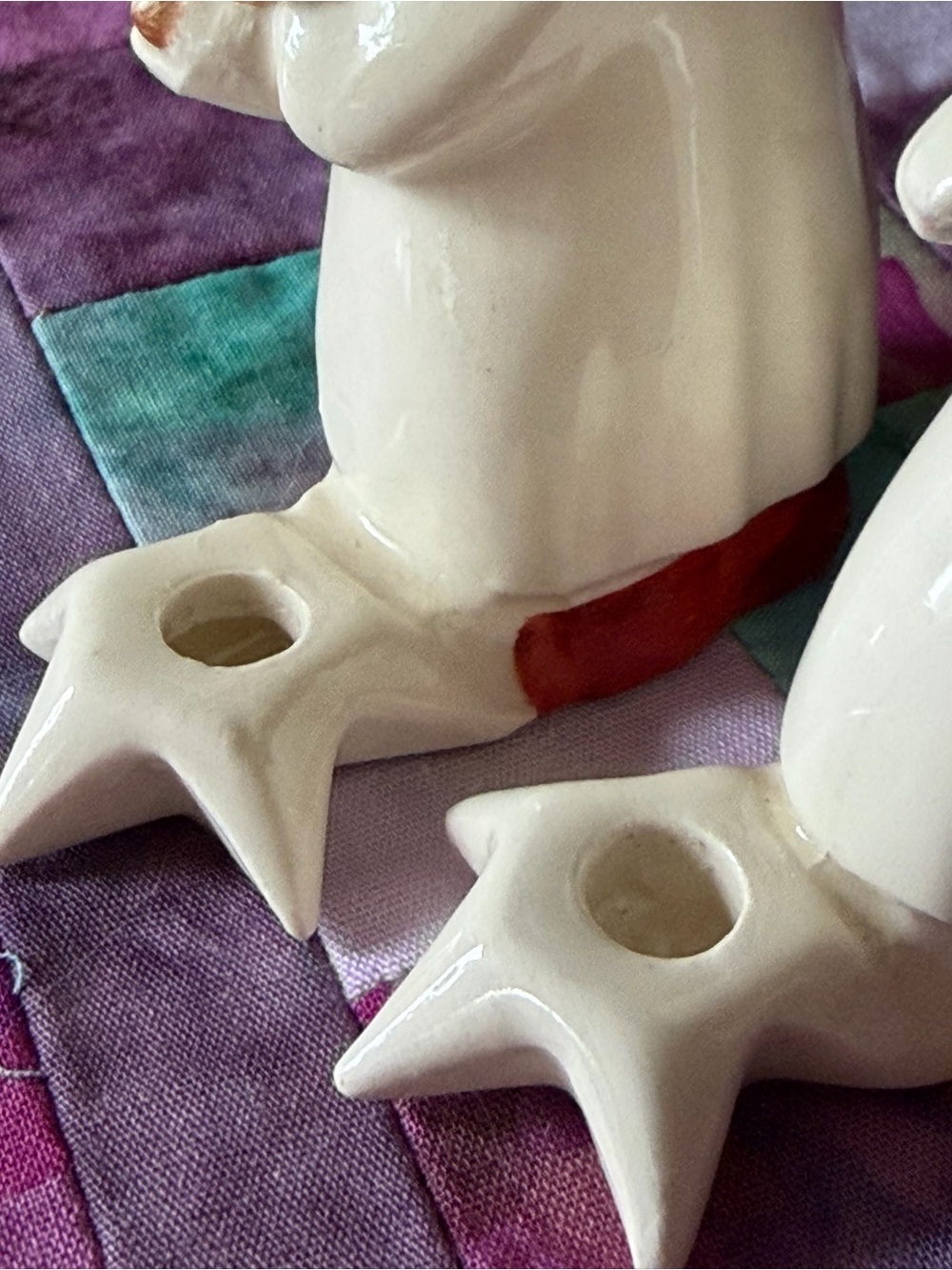 GOEBEL Ceramic Angel Candle Holders with Red Accents. MADE IN GERMANY 🇩🇪 VINTAGE - Picture 8 of 8